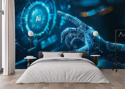 Cybersecurity Ai banner Wall mural