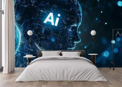 Cybersecurity Ai banner Wall mural