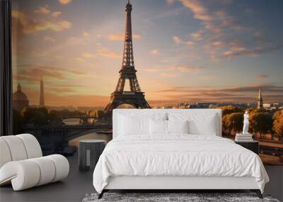 eiffel tower at sunset Wall mural