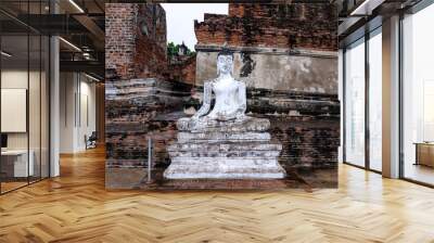 Old Buddha statues in the ancient city of Ayutthaya, Thailand. Wall mural