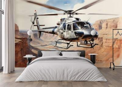 Helicopter tour over the Grand Canyon, USA. Wall mural