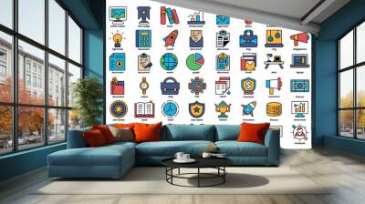 A collection of icons for business and finance Wall mural