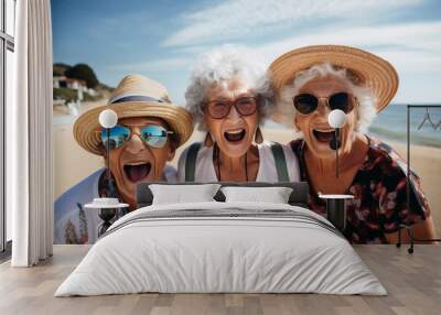 a group of older women friendship bokeh style background Wall mural