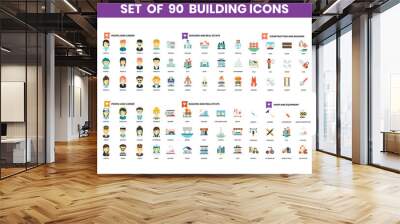 Building icons set for business Wall mural