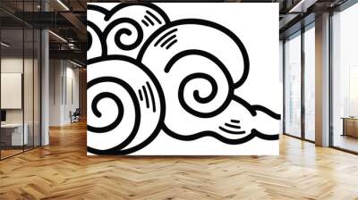 Chinese or Japanese cloud illustration Hand drawn in line style Wall mural