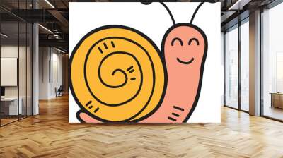 Hand Drawn cute snail illustration Wall mural