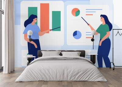 Hand Drawn group of business people meeting in flat style Wall mural