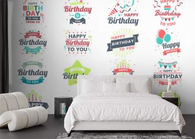 Happy Birthday Vector Logo for banner Wall mural