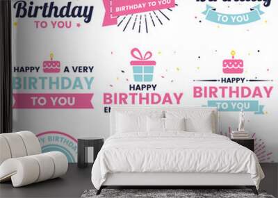 Happy Birthday Vector Logo for banner Wall mural