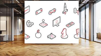 illustration of info graphic game icons set concept in isometric 3d graphic Wall mural