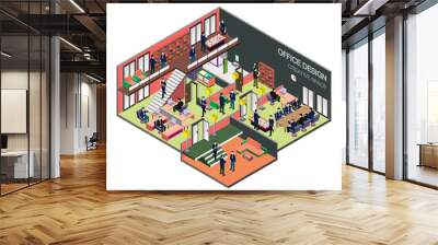 illustration of info graphic interior  room concept in isometric graphic Wall mural