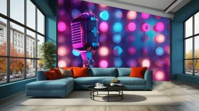 Microphone and Stage Lights in the concept of performance or entertainment industry Wall mural