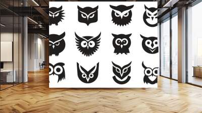 Owl logo or badge in bookstore concept in Vintage or retro style Wall mural