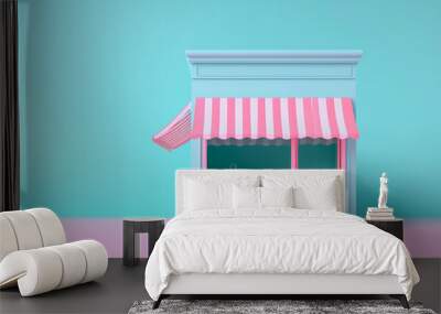 store in the concept of online shopping in 3D illustration style on a colorful background Wall mural