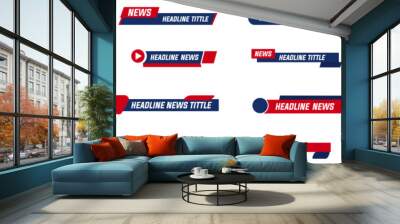 Breaking news headline bar collection. Set of news template bar Wall mural