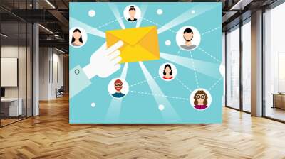 Human holding envelope for communicate people Wall mural