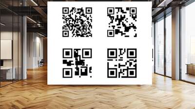 Qr code icon collection in black. Scan me code template. Digital scanning qr code. QR code sample for smartphone scanning. Technology qr code icons Wall mural