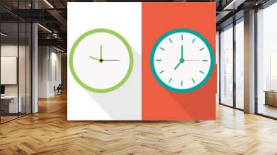 Set of different clock icons in a flat design. Watch icon collection Wall mural