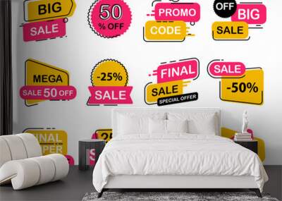 Set of sale, discount tags in a flat design for promotion Wall mural