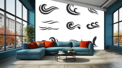 Set of sea wave icons. Water splash wave icons collection Wall mural