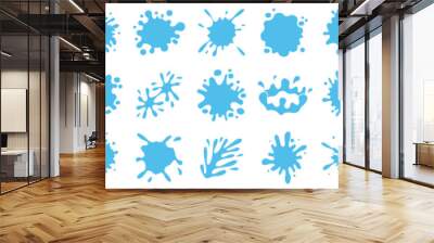 Water splashes collection in flat design. Cartoon water splash. Fluid drop, splash icons Wall mural