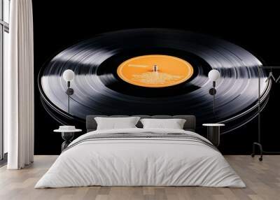 A black record with a yellow label on it Wall mural