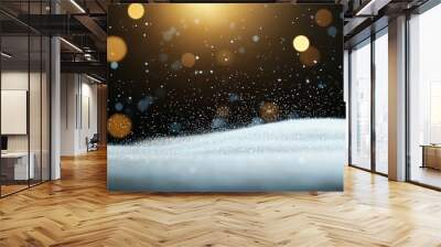 A blurry image of snow falling on a hill Wall mural