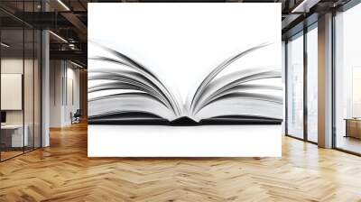 A book is open to a page with a white background Wall mural