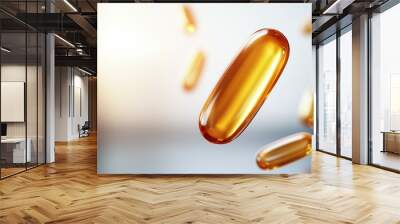 A close up of a few vitamin pills with a large one in the center Wall mural