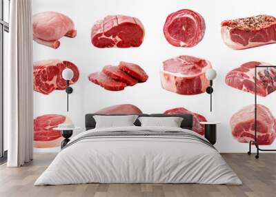 A collection of different types of meat, including chicken, beef, and pork Wall mural