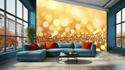 A gold background with a lot of small circles Wall mural