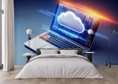 A laptop computer with a cloud on the screen Wall mural