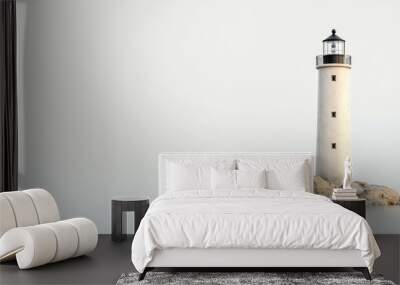 A lighthouse is on a rock in the ocean Wall mural