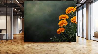 A painting of a bunch of orange flowers with a dark background Wall mural