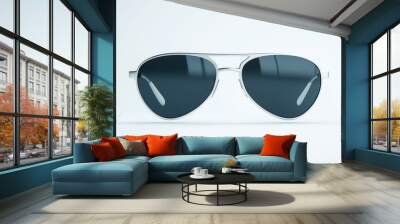 A pair of sunglasses with a black frame and a silver frame Wall mural