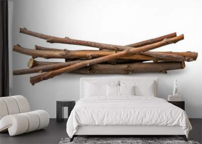 A pile of wood sticks on a white background Wall mural