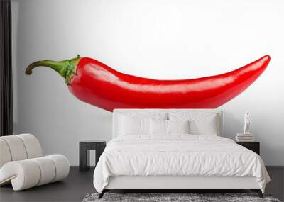 A red pepper is shown on a white background Wall mural