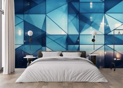 abstract backdrop of modern glass and steel architecture. background with selective focus and copy s Wall mural