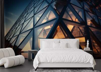 Abstract backdrop of modern glass and steel architecture. Background with selective focus and copy space Wall mural