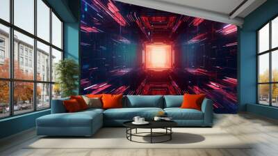 Abstract Cyber Space Background. Backdrop for design. AI generated, human enhanced Wall mural