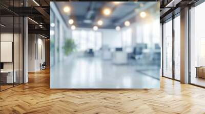 Blurred background of modern office interior, empty open space for design Wall mural