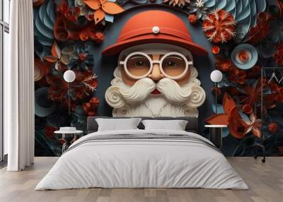 Decorative paper Santa Claus, background. Merry christmas and happy new year concept Wall mural