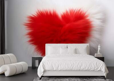 Fluffy heart, tender love concept. Background with selective focus and copy space Wall mural