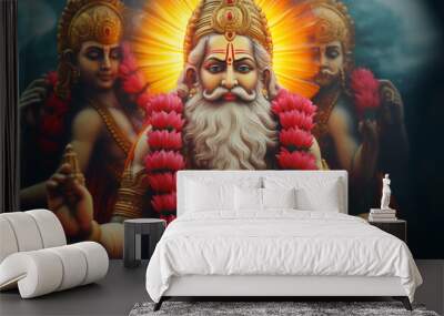 God Brahma. Religious concept. Portrait with selective focus and copy space Wall mural