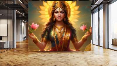 goddess lakshmi or laxmi. religious concept. portrait with selective focus and copy space Wall mural