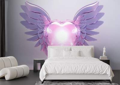 Heart with Cupid wings. Delicate background with selective focus and copy space Wall mural