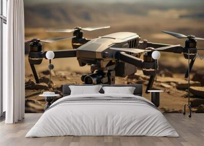 Military drone. Background with selective focus and copy space Wall mural