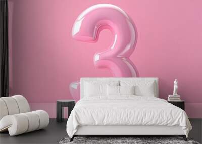 Numeral 3 three, date or birthday concept. Background with selective focus and copy space Wall mural