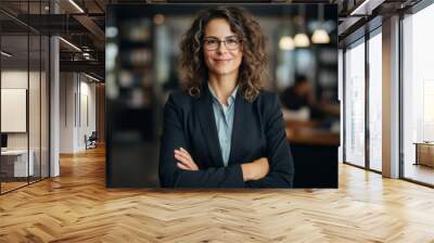 Portrait of woman at work. Lady in business. Businesswoman in the office Wall mural