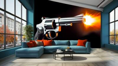 Revolver. Self defense weapon concept. Background with selective focus. AI generated, human enhanced Wall mural